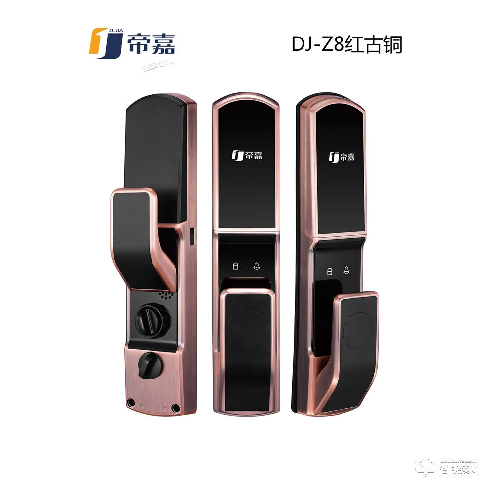 钟楼区帝嘉智能锁 全自动系列DJ-Z8红古铜指纹密码锁