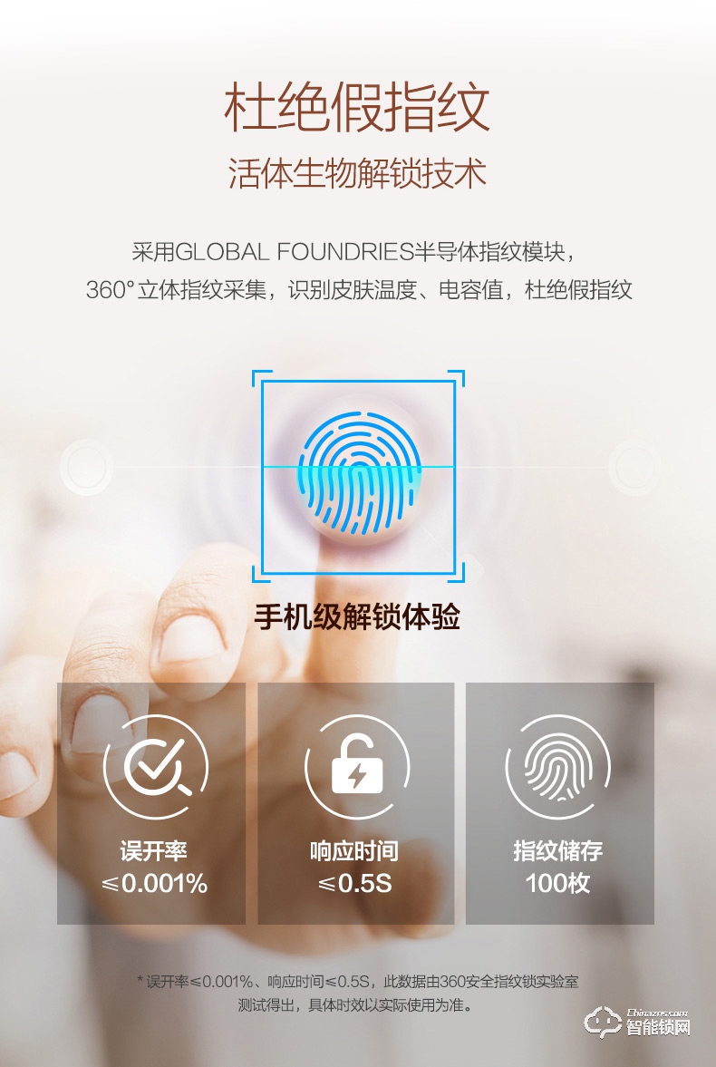 广东360智能锁 S1指纹解锁家用防盗门智能门锁