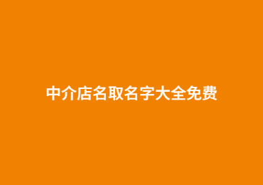 石家庄中介店名取名字大全免费