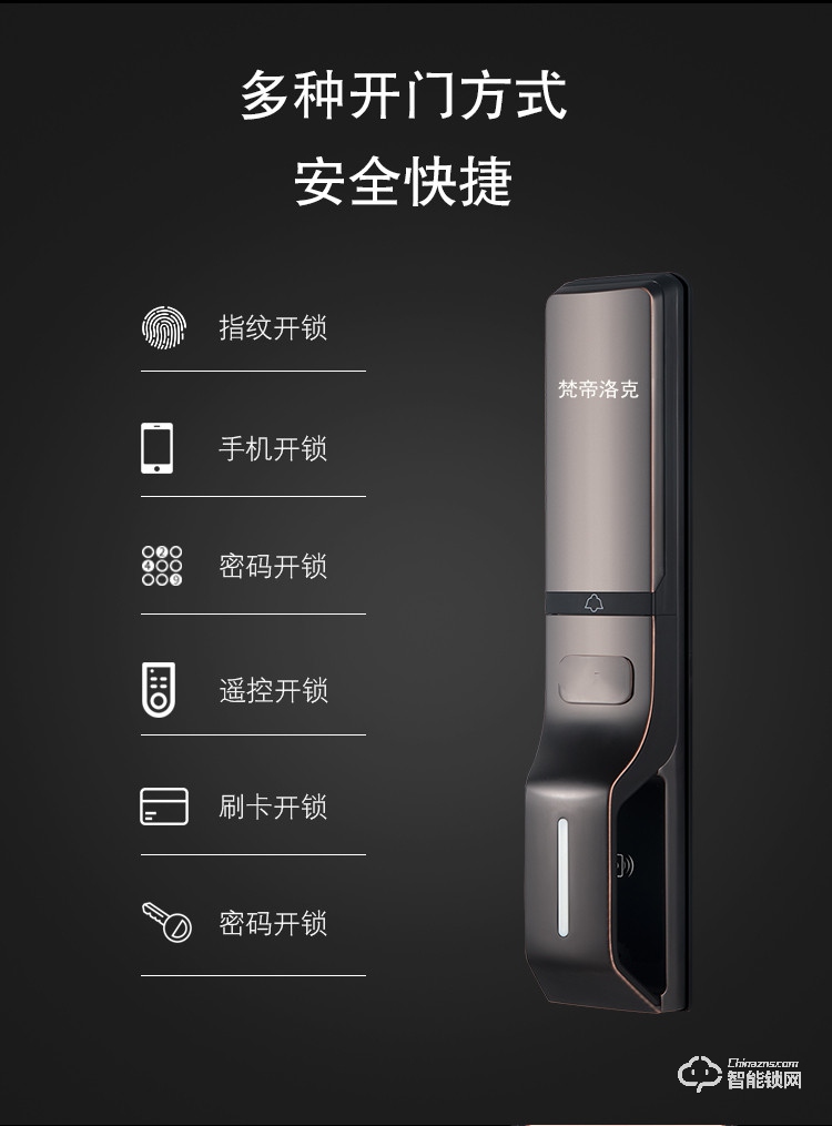 中国台湾梵帝洛克智能锁Q8全新设计远程APP开锁