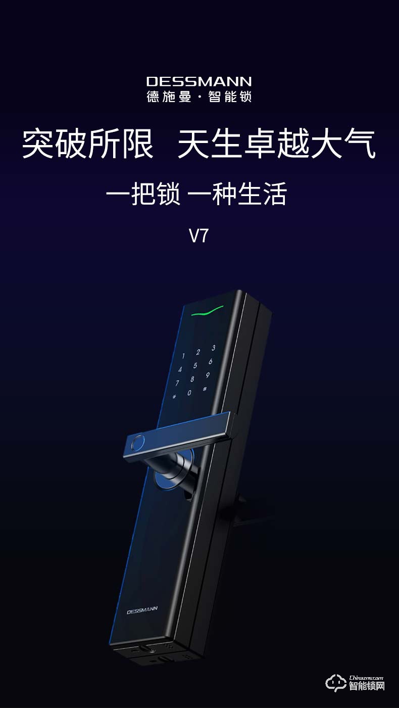 织金德施曼智能锁 V7家用防盗门密码锁智能锁电子门锁