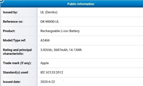 IPhone  12系列电池最大曝光量为3687mAh，最小曝光量为2227mAh。  第3张